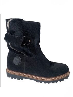 AMMANN Zinal Shearling-Lined Suede Cowhide Black Boots Women's Size 37